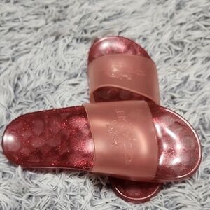 Coach Rose Pink Glitter Jelly Slide Sandals